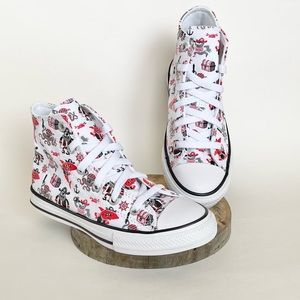 Converse CTAS Boys High Top Sneakers Pirate Print Lace-Up White/Red NWB …